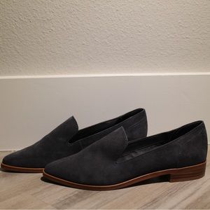 Treasure & Bond, Kena Loafer Leather Flats, Almond Toe, Navy Blue, Size 6.5M